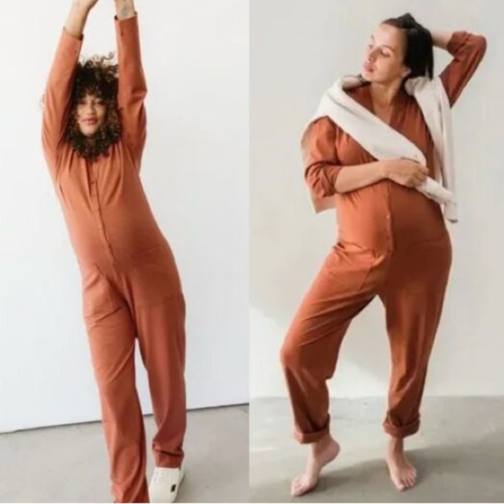 Storq Maternity utility jumpsuit coverall cinnamon Size 1 Pregnant
